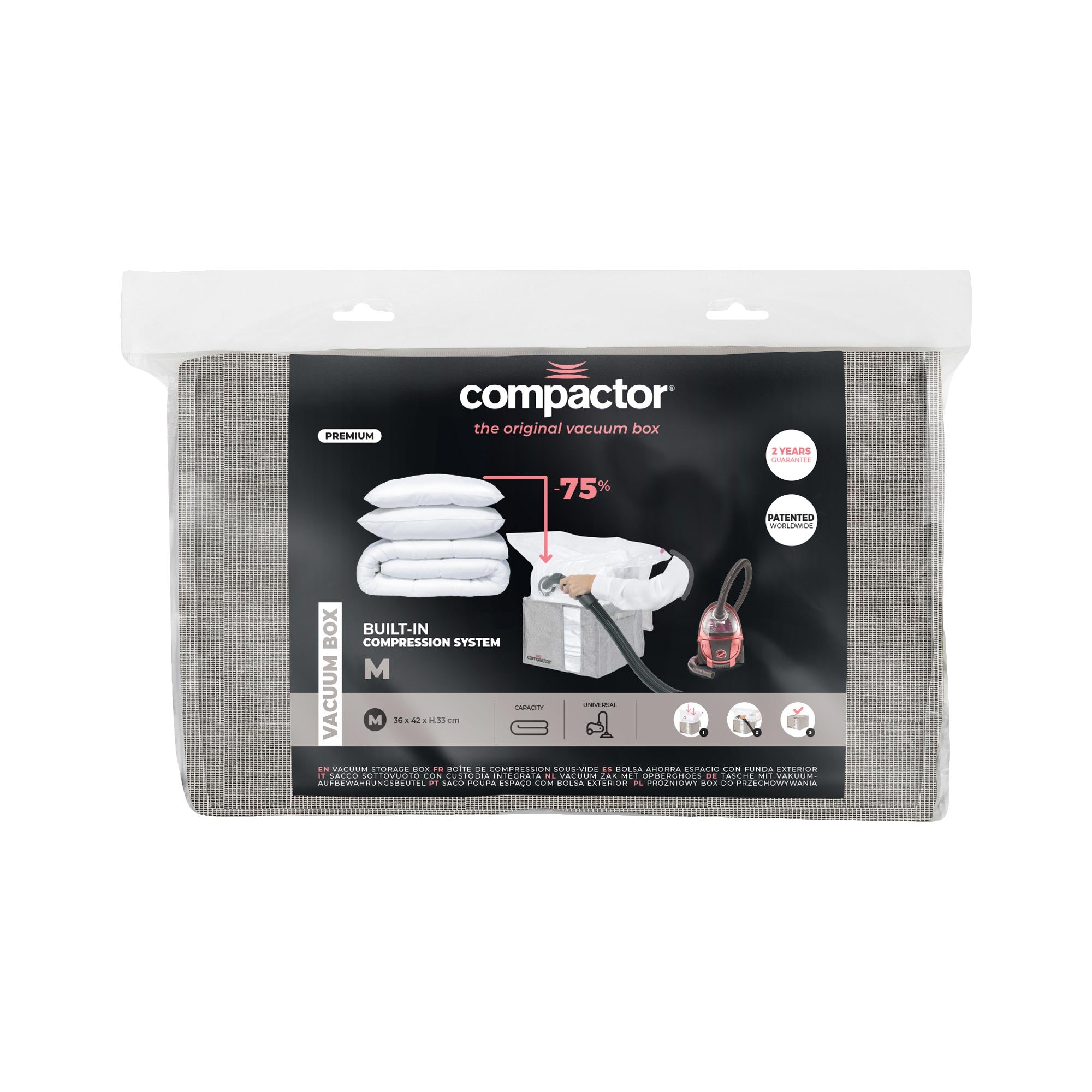 Vacuum Storage Box for Clothes & Bedding - Space Saving Compactor Organizer (Size M) | Perfect for Travel, Seasonal Storage & Small Spaces