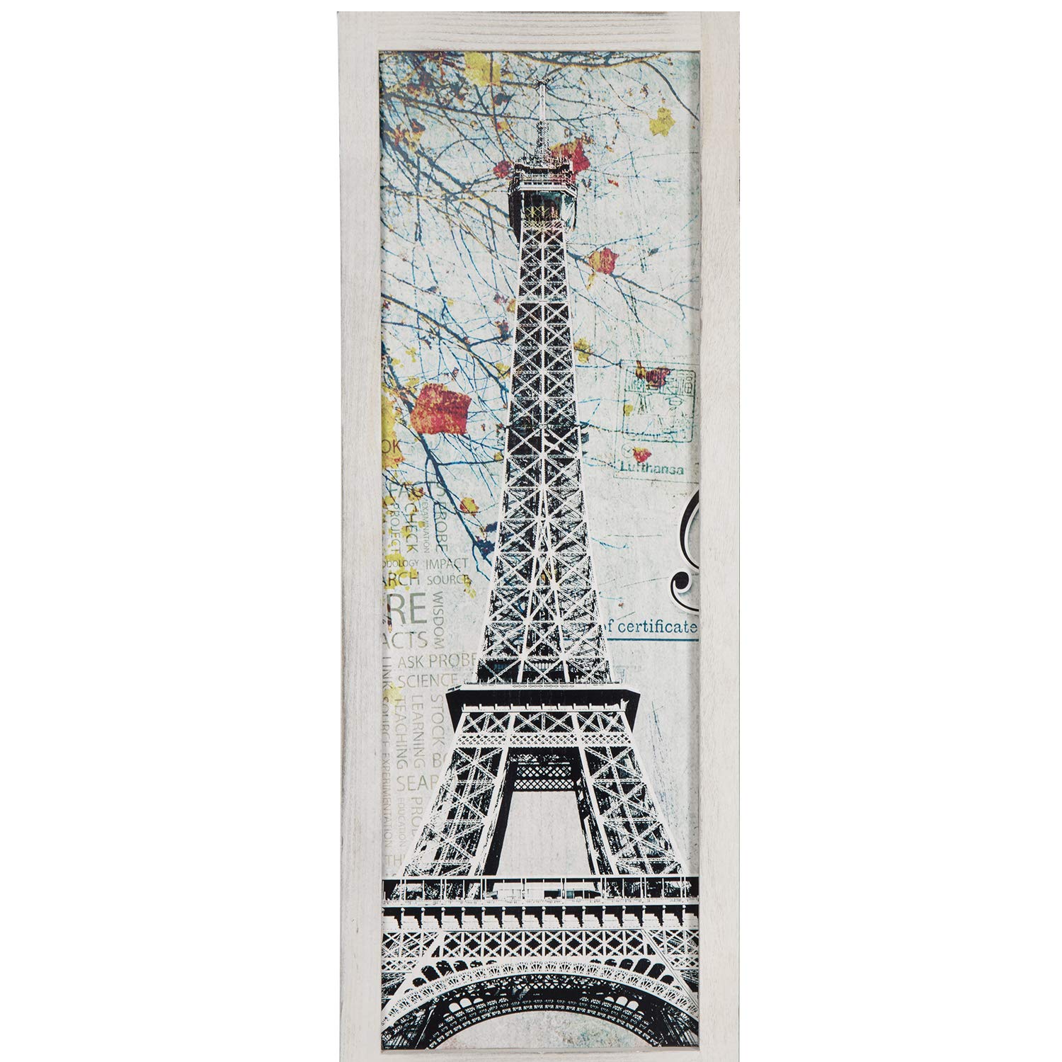 MyGift 3-Panel Single-Sided European Famous Landmarks Room Divider with Whitewashed Wood Frame - Stylish Room Partition for Home, Office, and Dorm Decor