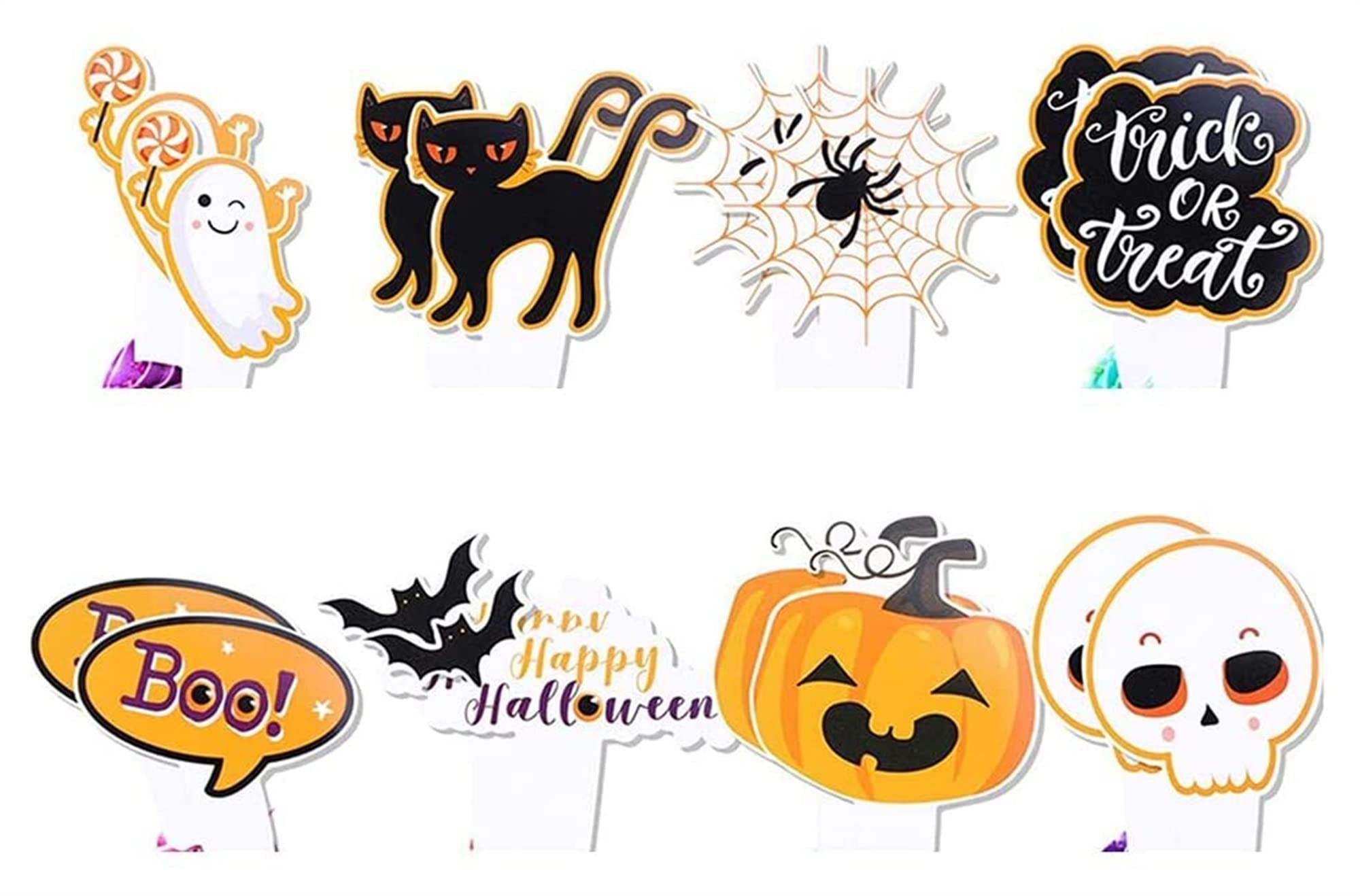 ALOMIN 16-Piece Halloween Cupcake Toppers Set - Spooky Cake Insert Cards for Party Decorations & Cake Decorating Kit (Color A) - Perfect for Halloween Parties, Birthday Cakes & Themed Desserts