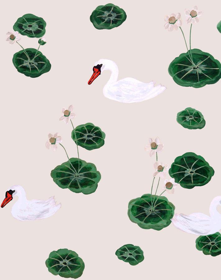 Carly Beck Lily Pad Lake Wallpaper - Oyster Design for Living Room, Bedroom & Bathroom Decor