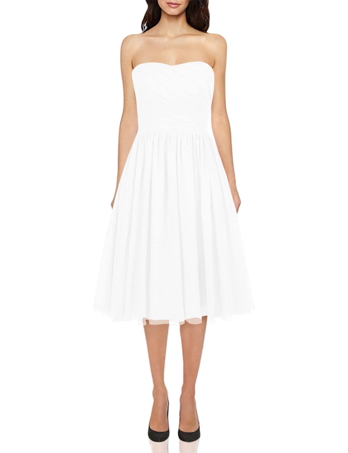 JAEDEN Short Chiffon Strapless Bridesmaid Dresses - Elegant Wedding Guest & Prom Dresses for Women - Perfect for Bridal Parties, Formal Events & Special Occasions