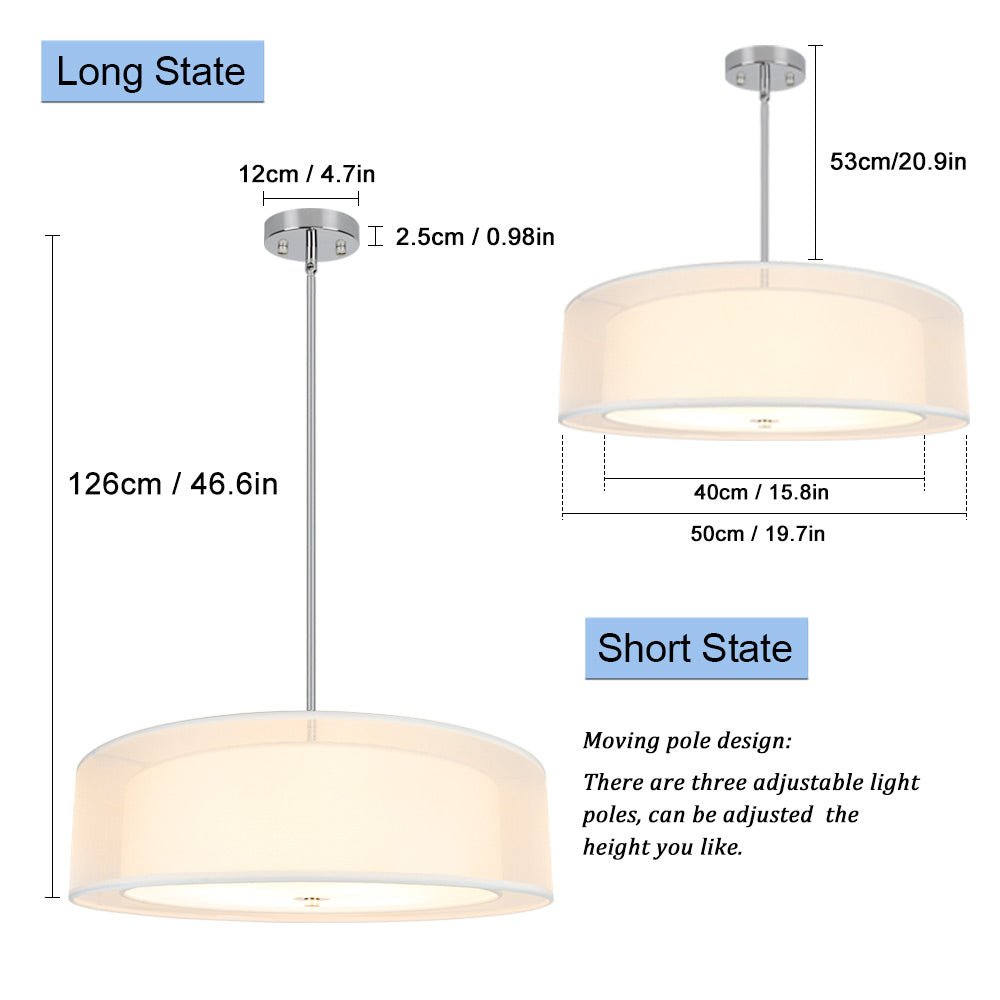DLLT 3-Light Adjustable Semi Flush Mount Ceiling Fixture - 20
