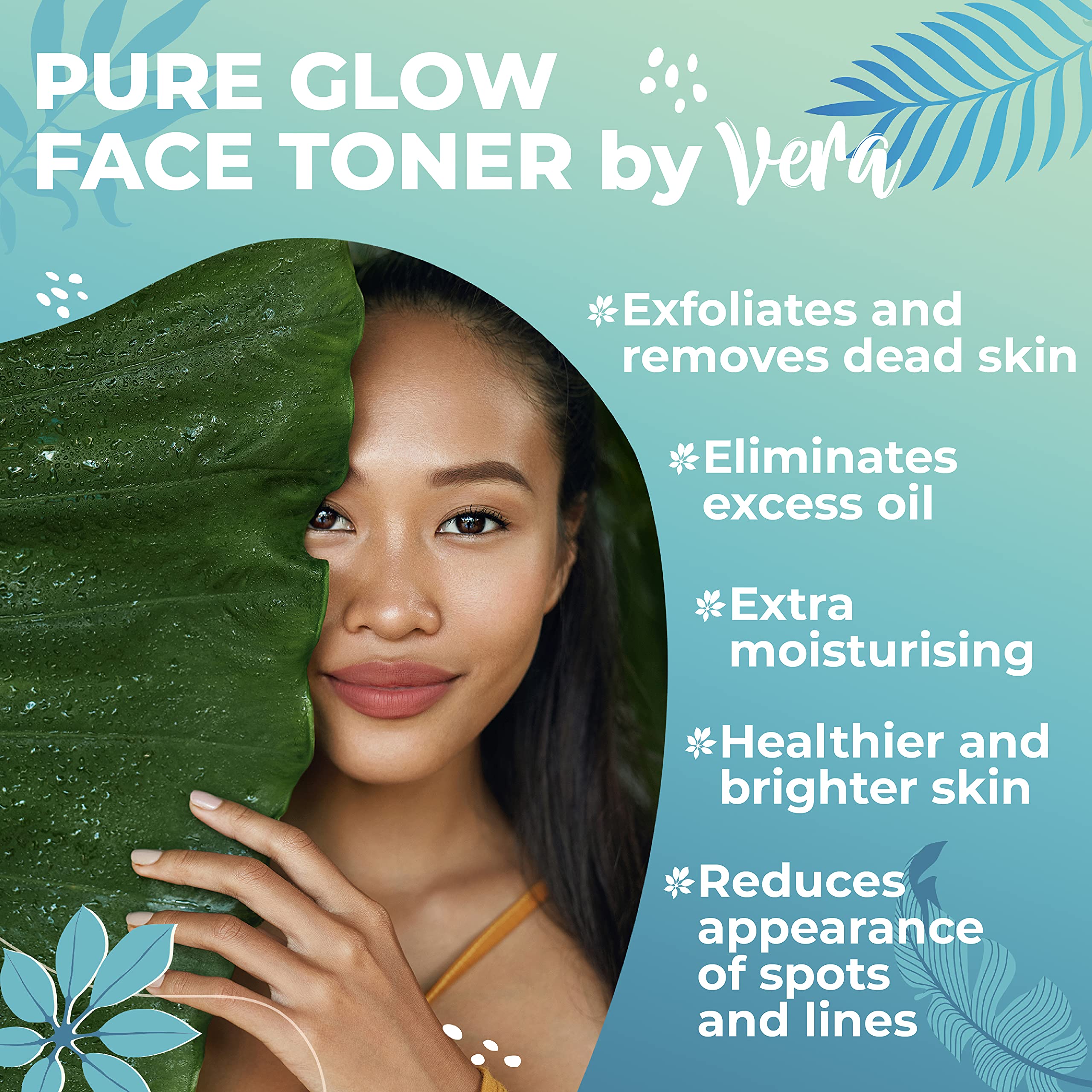 Vera AHA Glycolic Acid Toner with Hyaluronic Acid & Aloe Vera - Exfoliating Facial Toner, Cleanser & Spot Treatment - 250ml for Glowing Skin - Perfect for Daily Skincare Routine & Pre-Moisturizer Prep