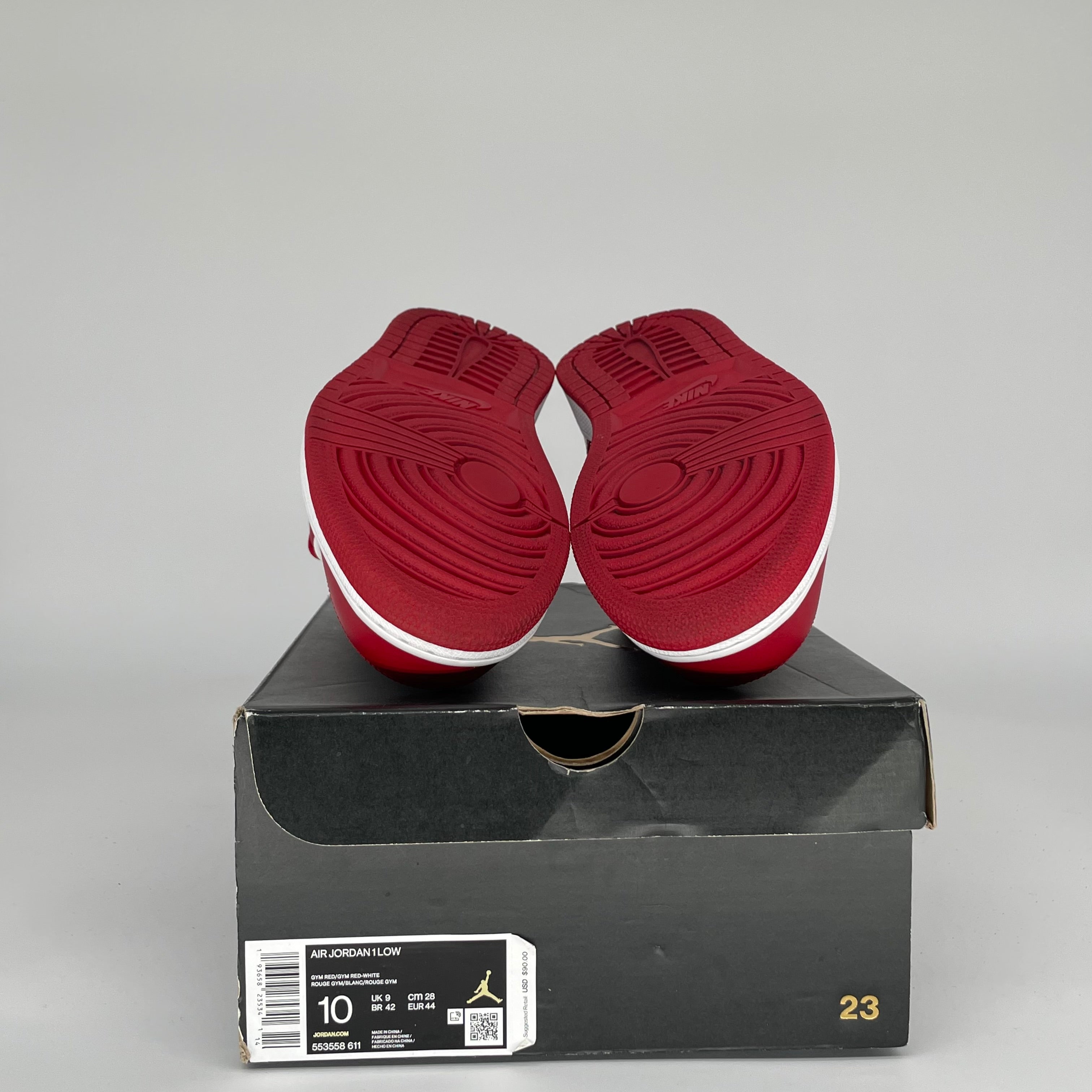 Air Jordan 1 Low Gym Red White Men's Basketball Shoes Size 10 - Style 553558-611 for Casual Wear, Street Fashion & Sneaker Collection