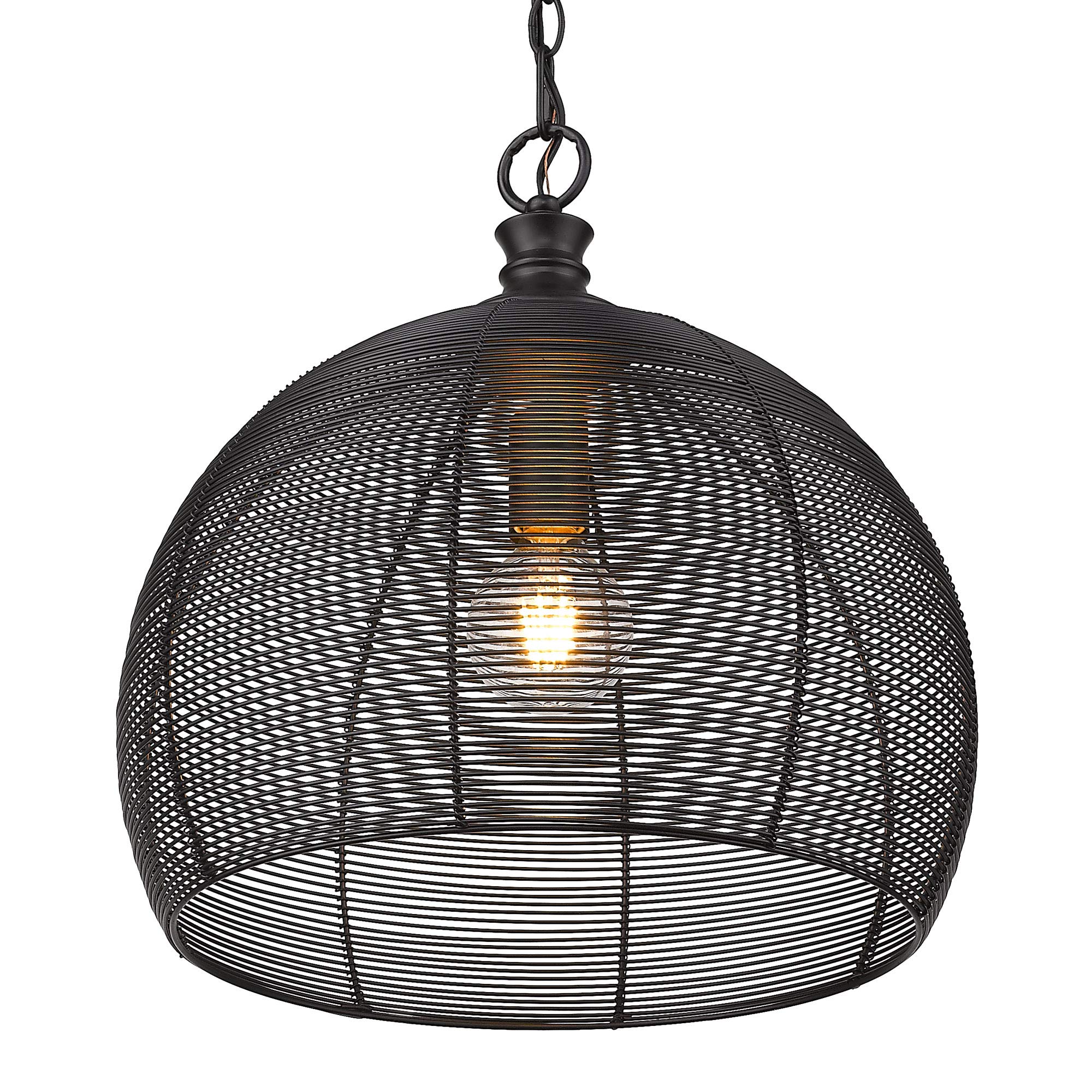 Golden 6802-M BLK Transitional One Light Pendant in Black Finish - Modern Ceiling Light for Kitchen Island, Dining Room & Bedroom Decor