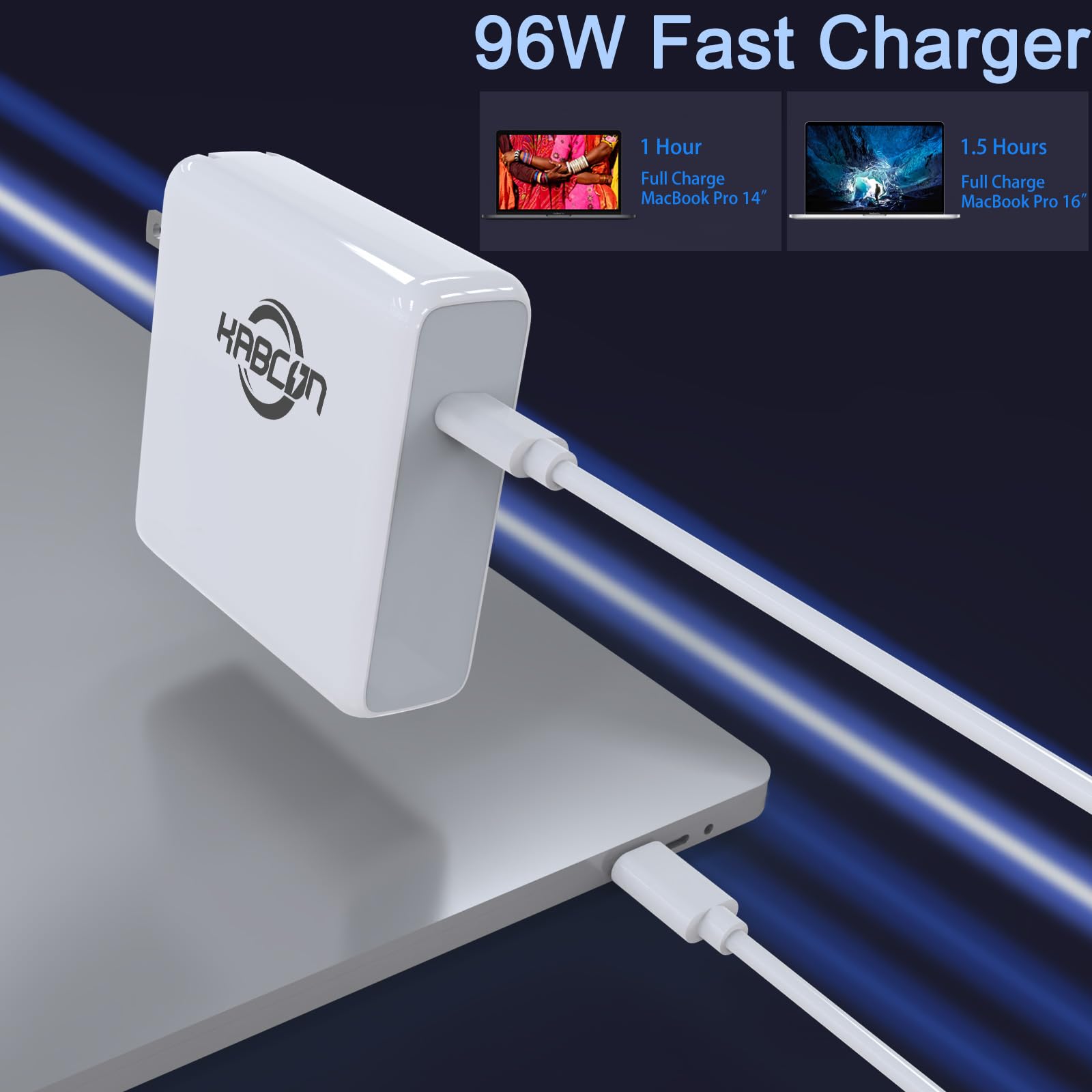 96W USB C Fast Charger for MacBook Pro 16/15/14/13 Inch & MacBook Air 13