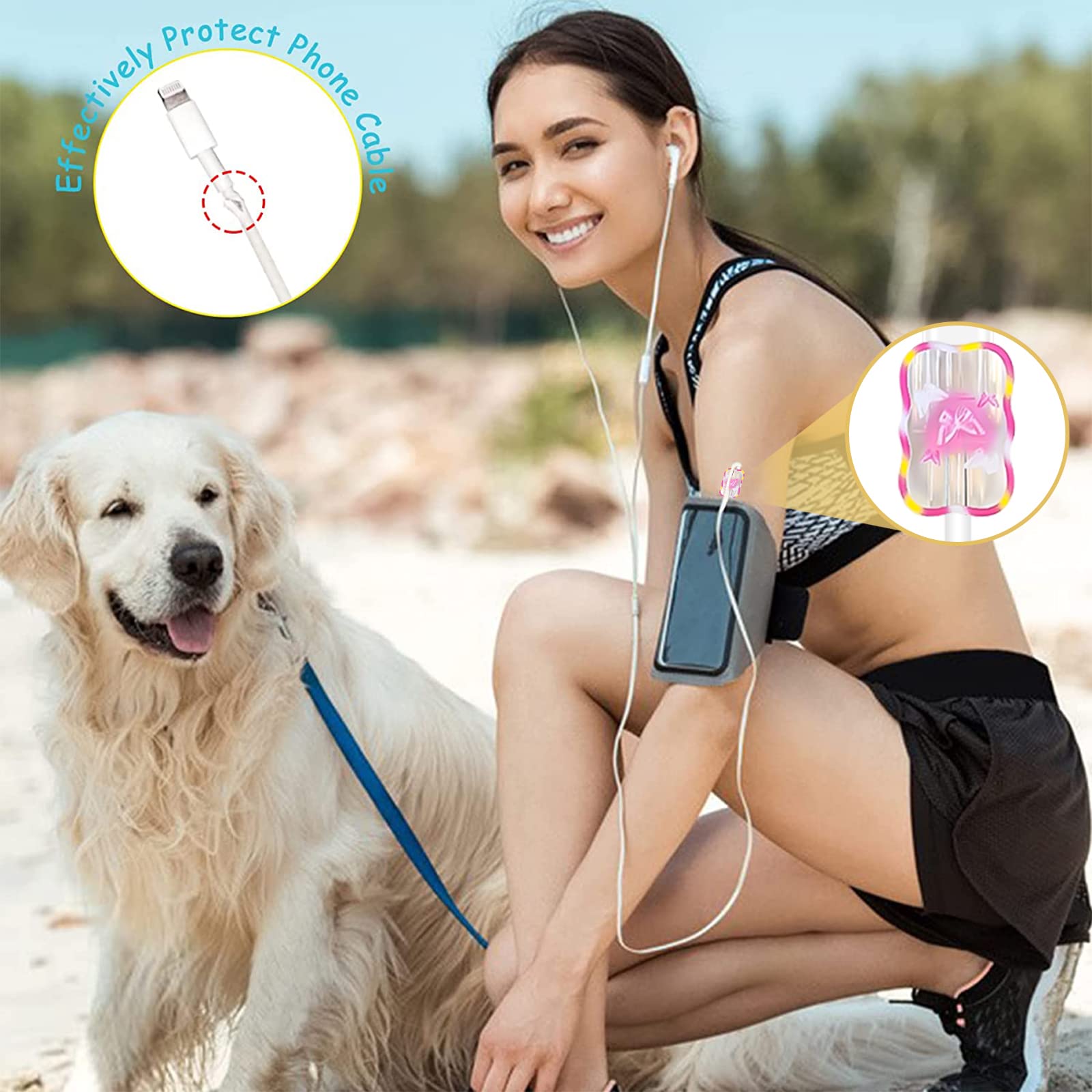 Pink Butterfly Cable Protector for iPhone Charger - Cute Waves Design USB Cord Saver Compatible with iPhone 11/12/13/14 Pro Max Plus - Perfect for Home, Office & Travel Use