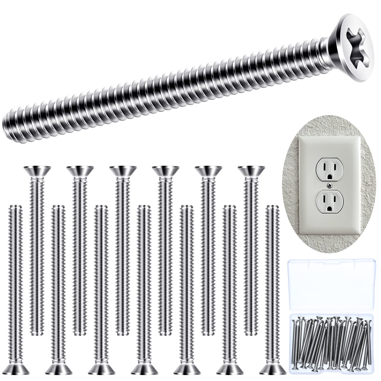 30pcs Extra Long Outlet Screws 6-32x1