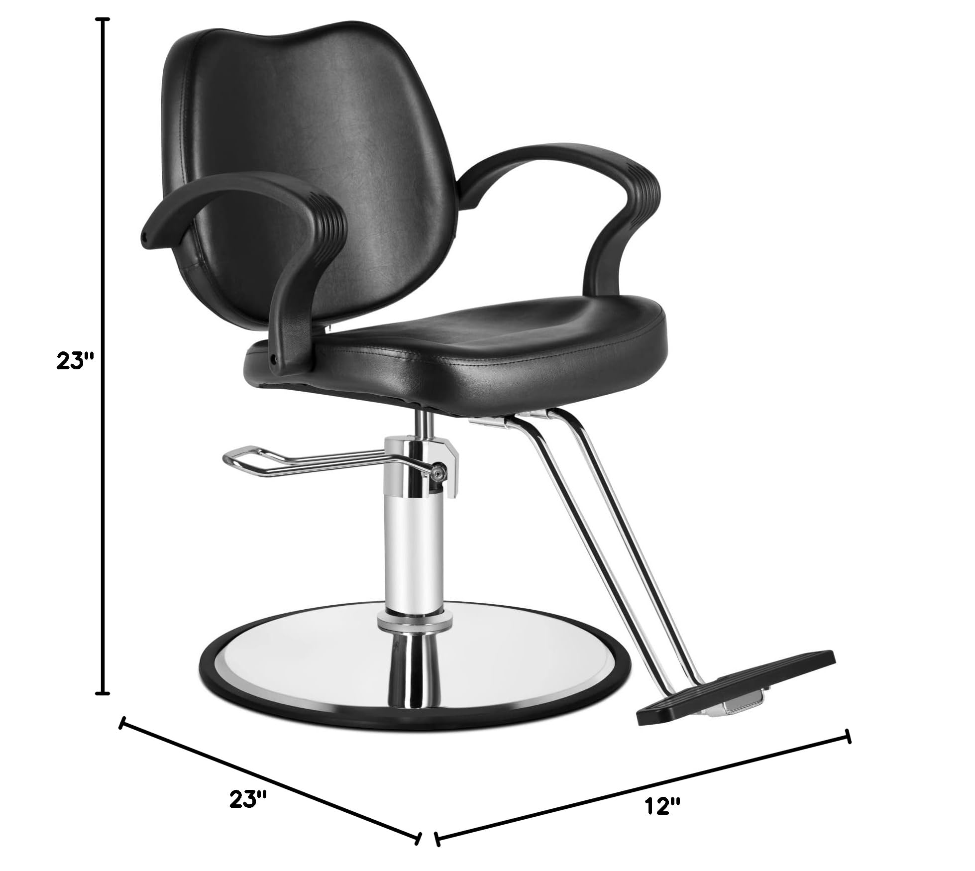 Professional Heavy Duty Hydraulic Barber Chair - Black Round Base Swivel Styling Chair for Salon, Spa & Beauty Shop - Durable & Adjustable Hair Cutting Chair for Stylists & Barbers - Perfect for Haircuts, Styling & Salon Services