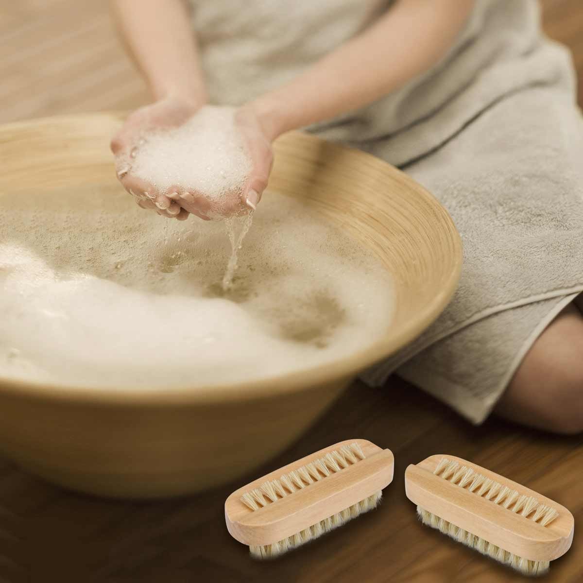 Tbestmax Wooden Nail Brush Set - 2-Sided Cleaning Brush for Manicure & Pedicure (4 Pack) - Perfect for Women, Men & Kids - Ideal for Home Spa, Salon & Travel Use