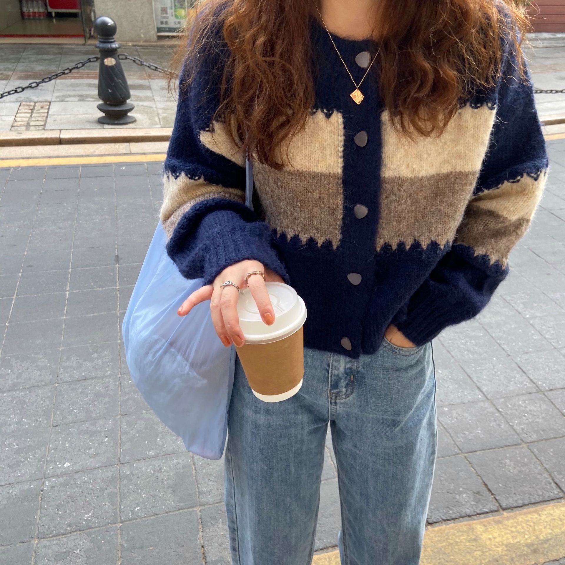 Stylish Colorblock Cardigan Sweater for Women - Cozy Long Sleeve Round Neck Sweater Jacket for Fall & Winter | Perfect for Office, Casual Outfits and Layering