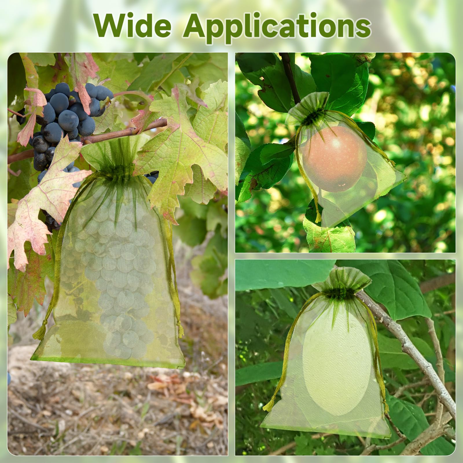 KINGLAKE 100PCS 6x9 Inches Fruit Protection Bags - Breathable Mesh Bags for Fruit Trees, Vegetables & Plants - Prevent Pests & Birds - Ideal for Apples, Peaches, Pears & Garden Produce - Perfect for Home Gardening & Orchard Use