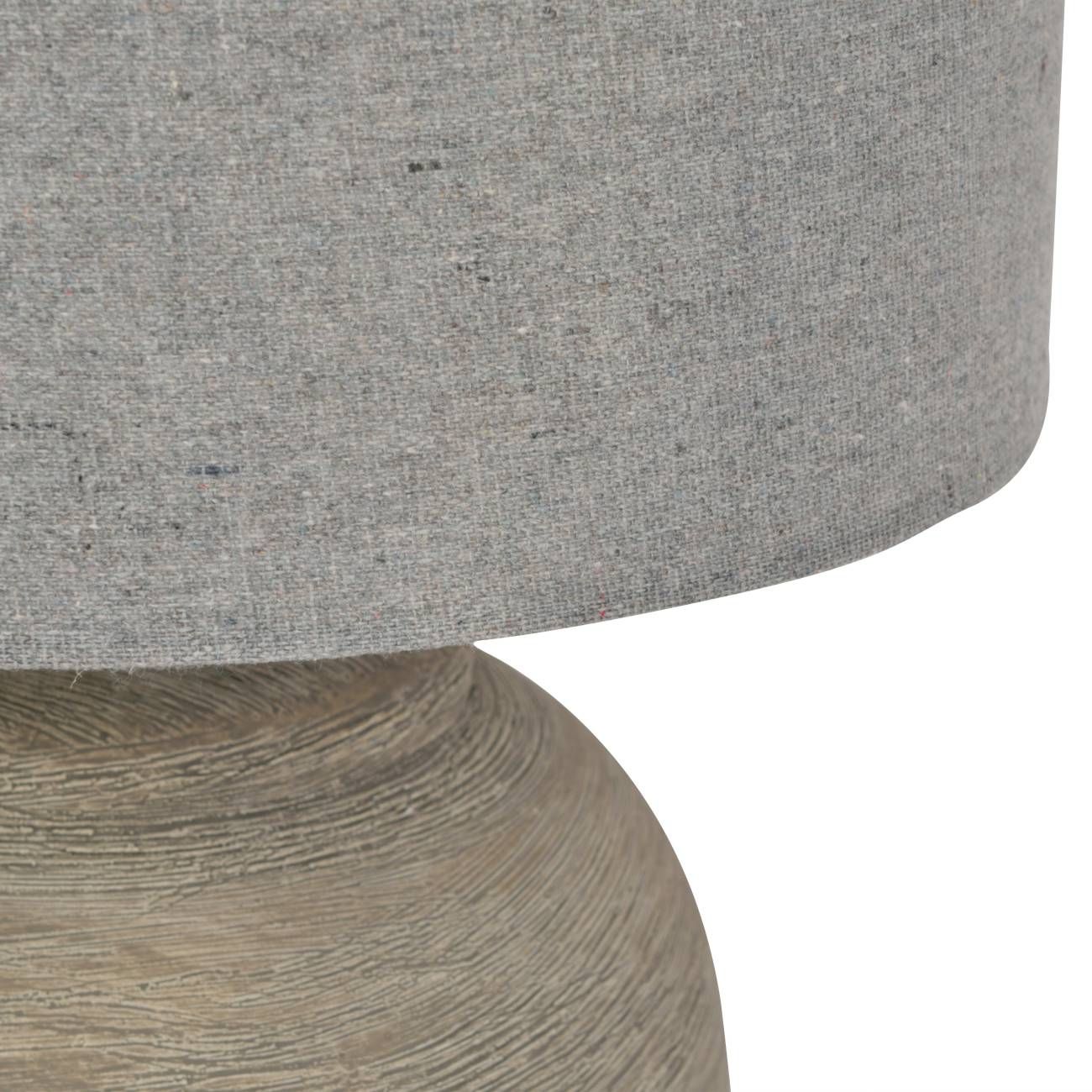 Elegant Baslow Etched Grey Ceramic Table Lamp with Fabric Shade - Small & Large Size for Bedroom, Living Room, or Office Decor