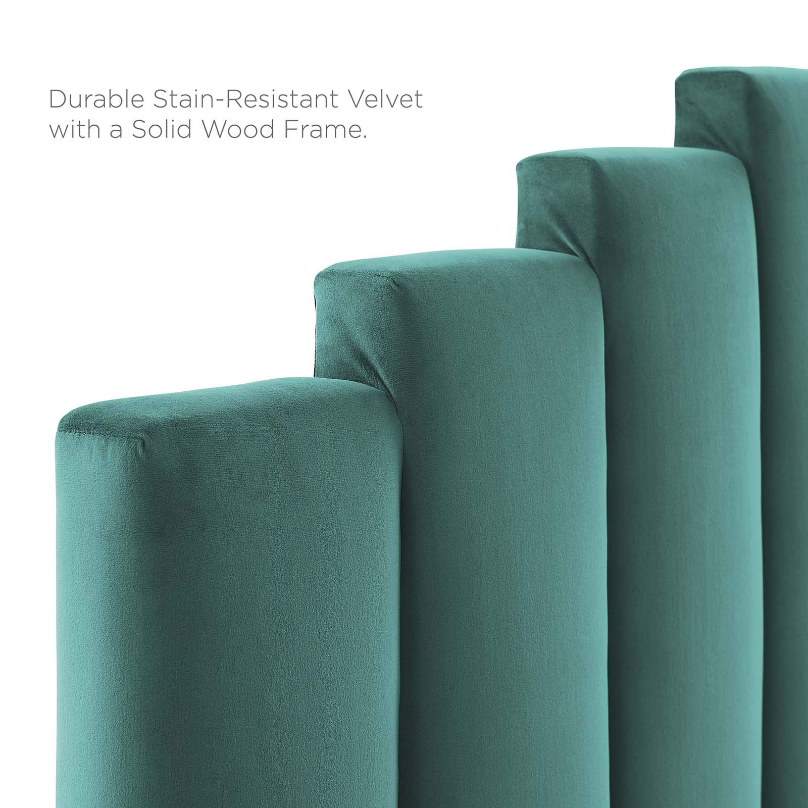 Modway Noelle Performance Velvet Full/Queen Headboard in Teal - Luxurious Bedroom Decor for Modern Homes & Guest Rooms