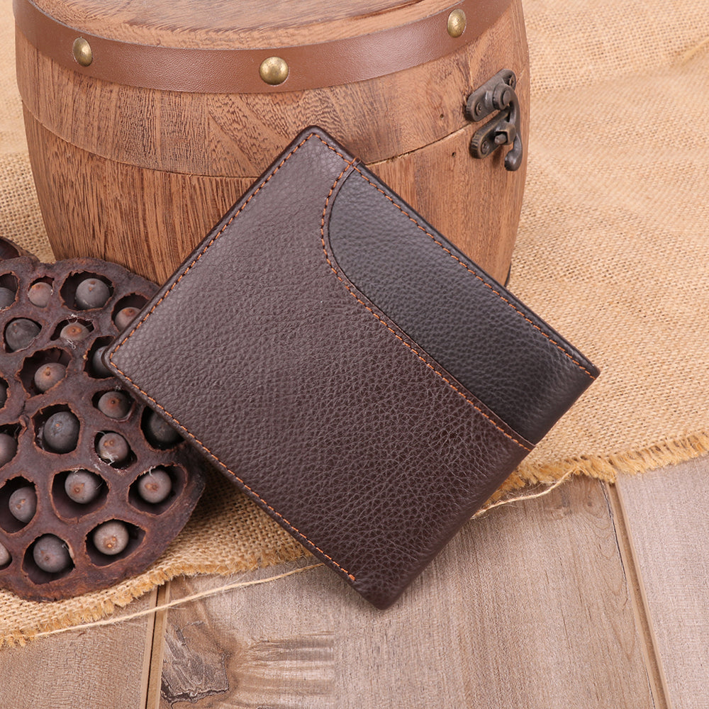 Slim Genuine Leather Men's Wallet - RFID Blocking Bifold Wallet for Men - Minimalist & Lightweight - Perfect for Everyday Carry, Travel & Business Use