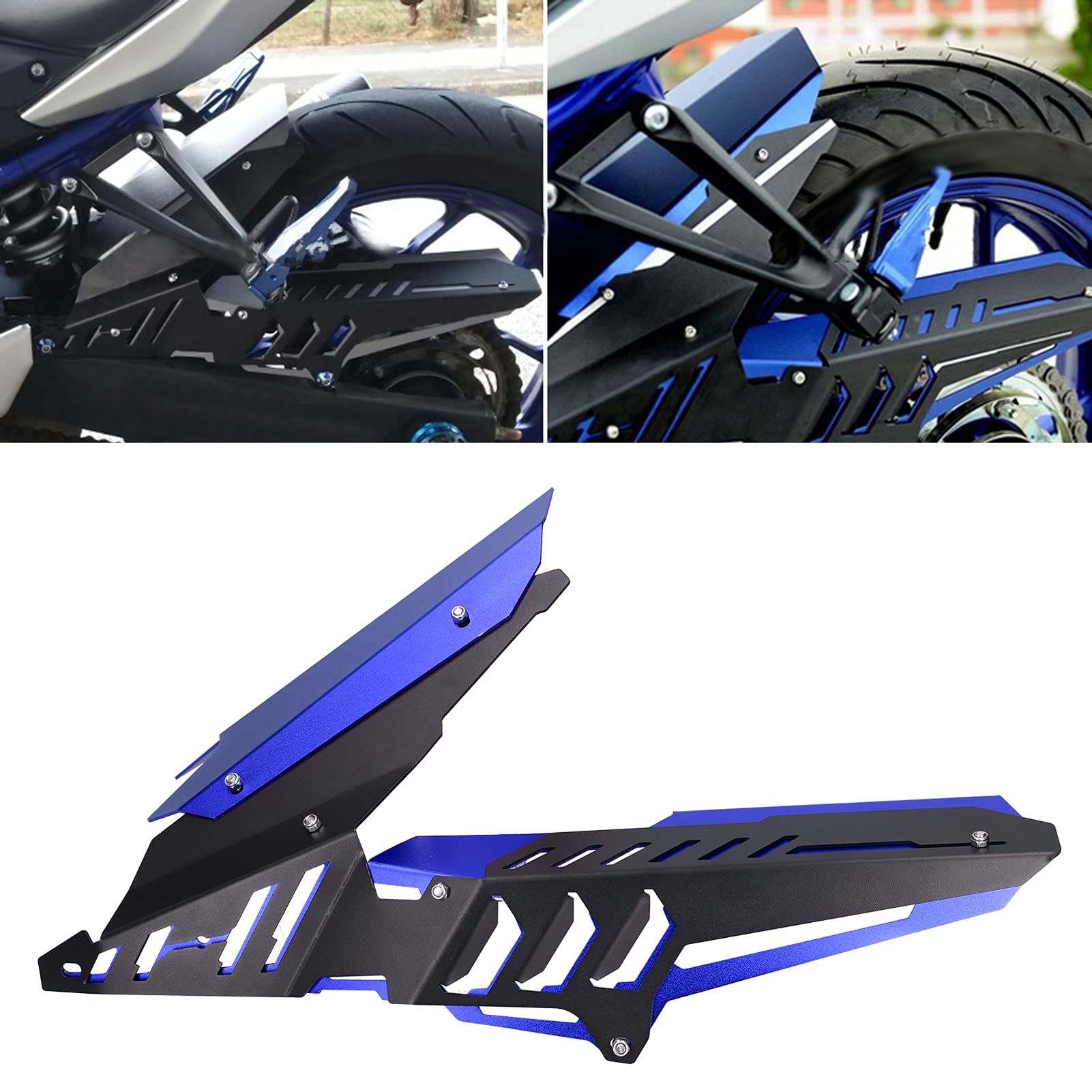 Acouto CNC Aluminum Alloy Motorcycle Chain Guard Cover for Yamaha YZF-R25/YZF-R3/MT-25/MT-03 - Rear Wheel Mudguard & Chain Protection Kit (Blue) - Perfect for Off-Road Riding & Daily Commuting