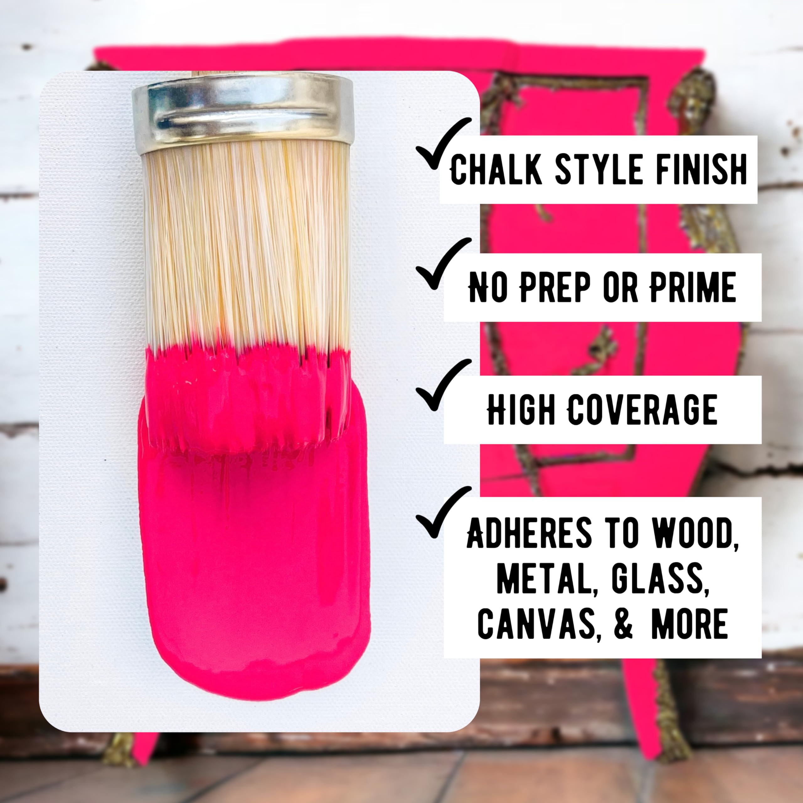 Premium Matte Hot Pink Chalk & Clay Paint for Furniture - 8oz | Non-Toxic DIY Wood Paint for Home Décor, Artists & Crafters | Perfect for Upcycling, Shabby Chic Projects & Creative Painting