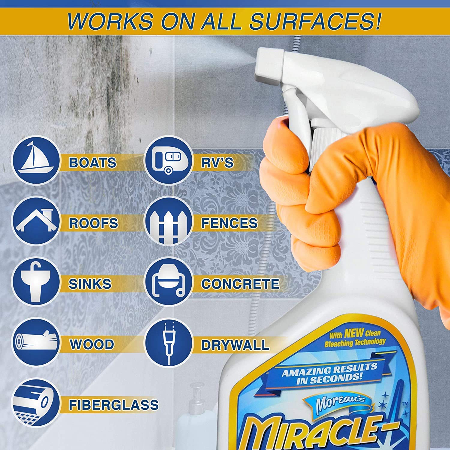 Instant Cleaner for Indoor and Outdoor Use - 32oz (2 Pack, 64oz Total) | Multi-Surface Spray for Kitchen, Bathroom, Floors & Patio Furniture | Powerful Stain Remover & Disinfectant