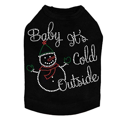 Bling Rhinestone Christmas Dog Shirt - XL Black for Winter Outings