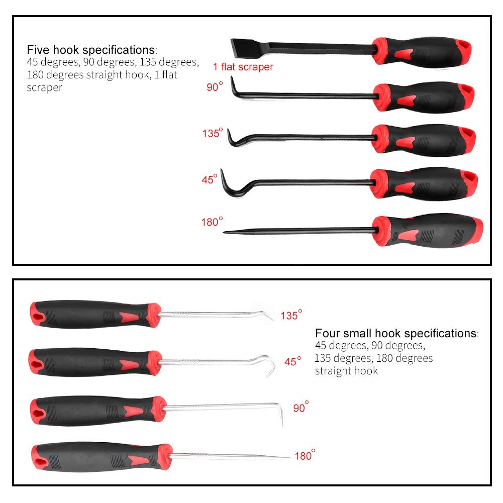 9-Piece Car Oil Seal Removal Tool Kit - Precision Automotive Pick & Hook Set for O-Ring, Seal Puller, Scraper - Essential for Car Maintenance & Engine Repair (Ideal for Mechanics & DIY Auto Enthusiasts)