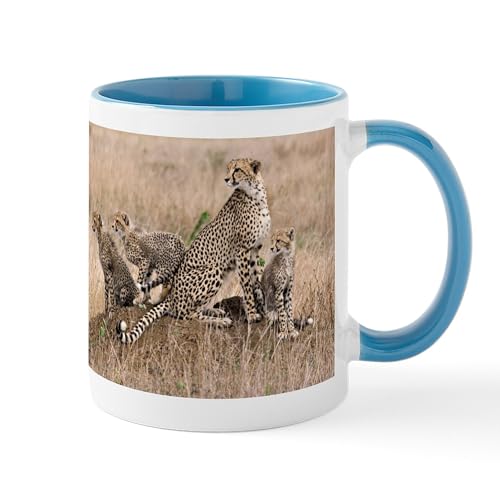 White/Blue Inside - Cheetah Family Mug