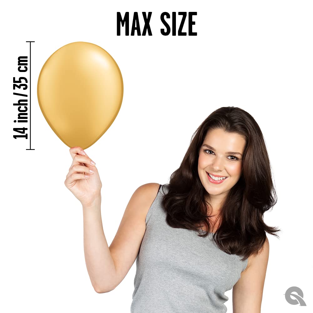 Qualatex 11 Inch Gold Balloons Bulk Pack of 100 - Premium Metallic Party Decorations for Birthdays, Weddings & Celebrations