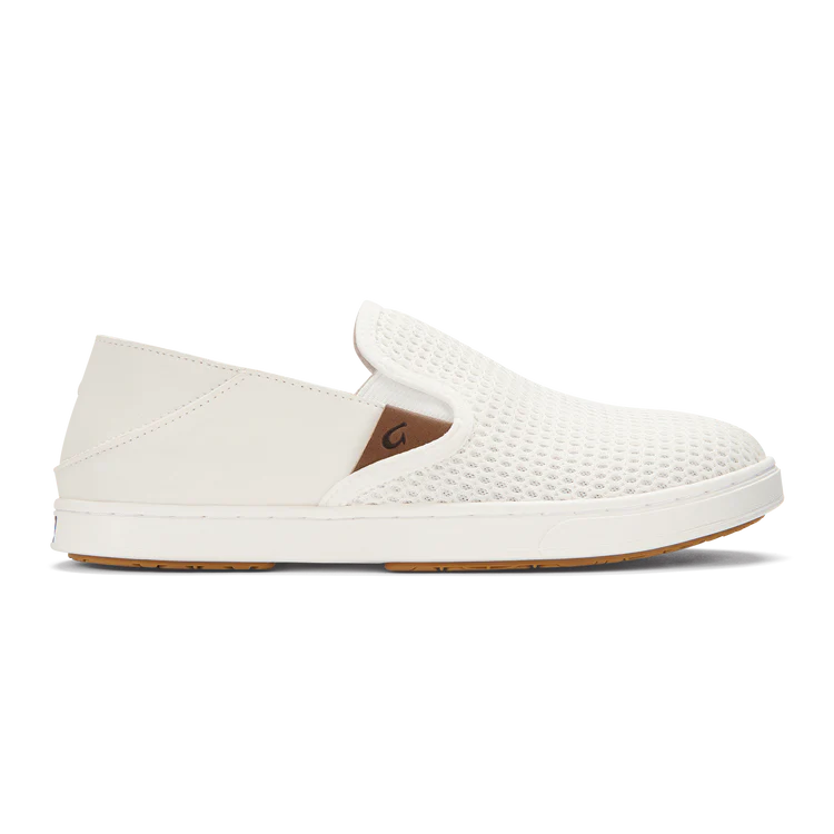 Olukai Pehuea Women's Slip-On Sandals - Comfortable & Stylish White Beach Shoes for Walking, Travel & Casual Wear