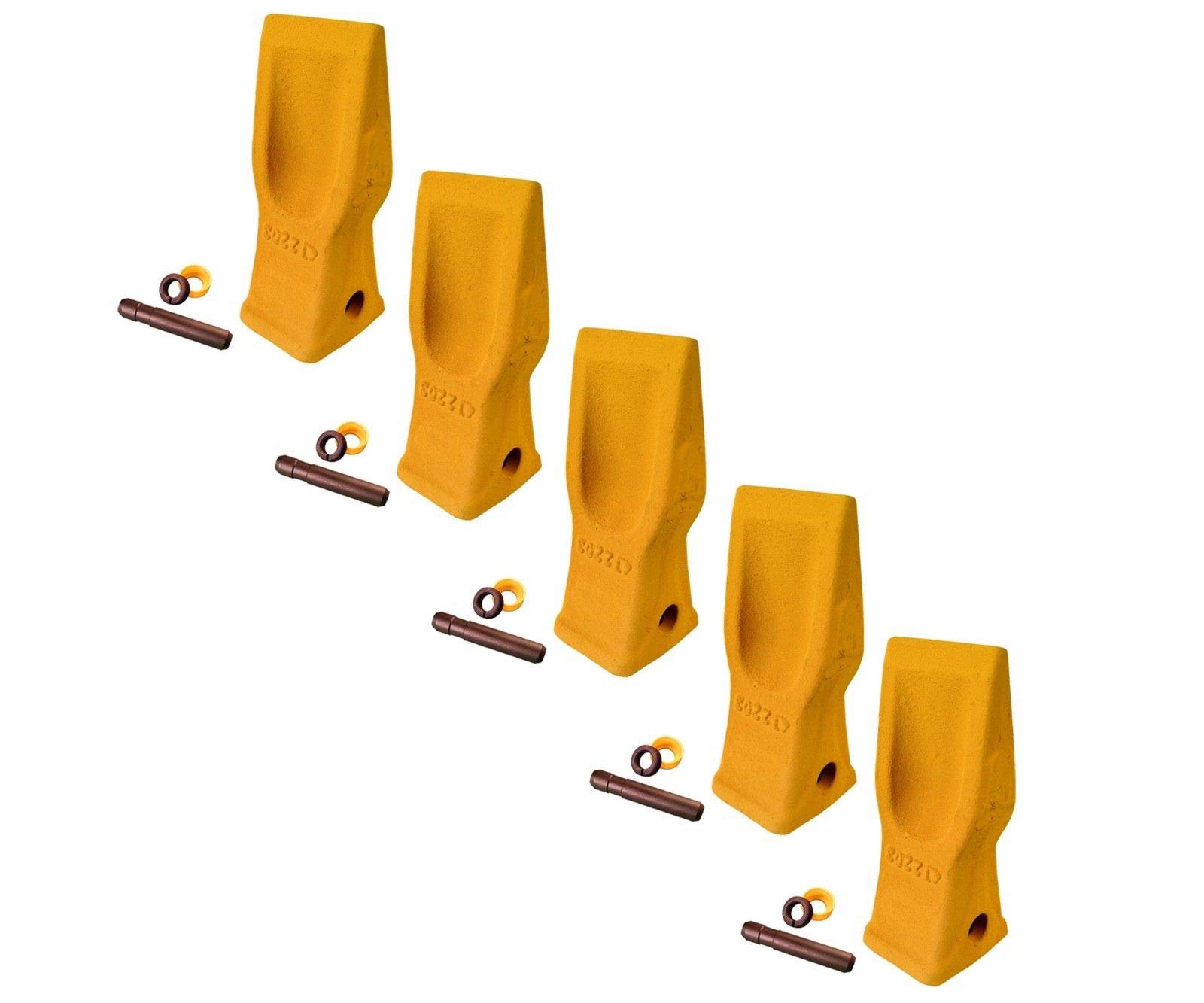 5 Cat Style Excavator Bucket Teeth - Heavy Duty Abrasion Resistant Backhoe & Skid Steer Bucket Replacement Parts (Fits 4T-2203 Models) - Ideal for Construction, Mining & Landscaping Projects