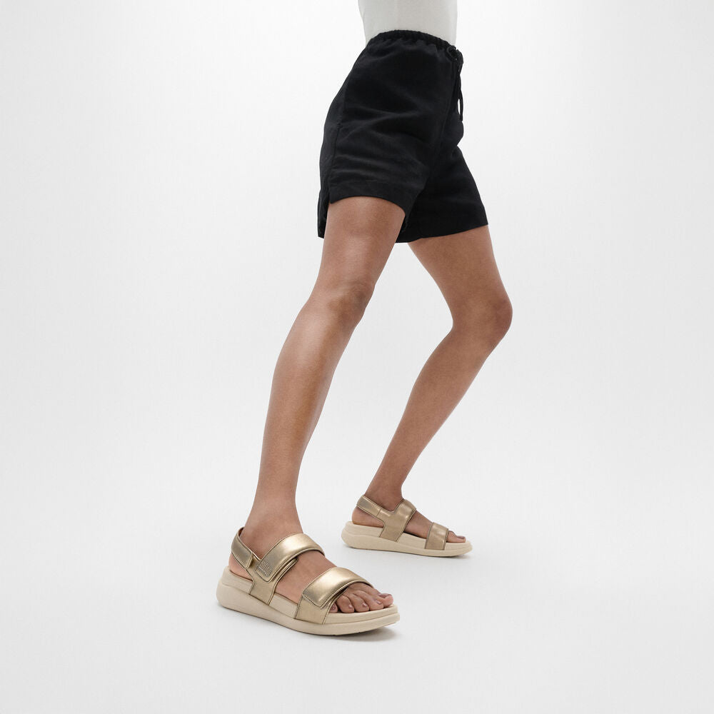 FitFlop F Mode Go Adjustable Flatform Backstrap Sandals for Women - Comfortable Orthopedic Support with Arch Cushion - Perfect for Walking, Travel & Summer Outfits