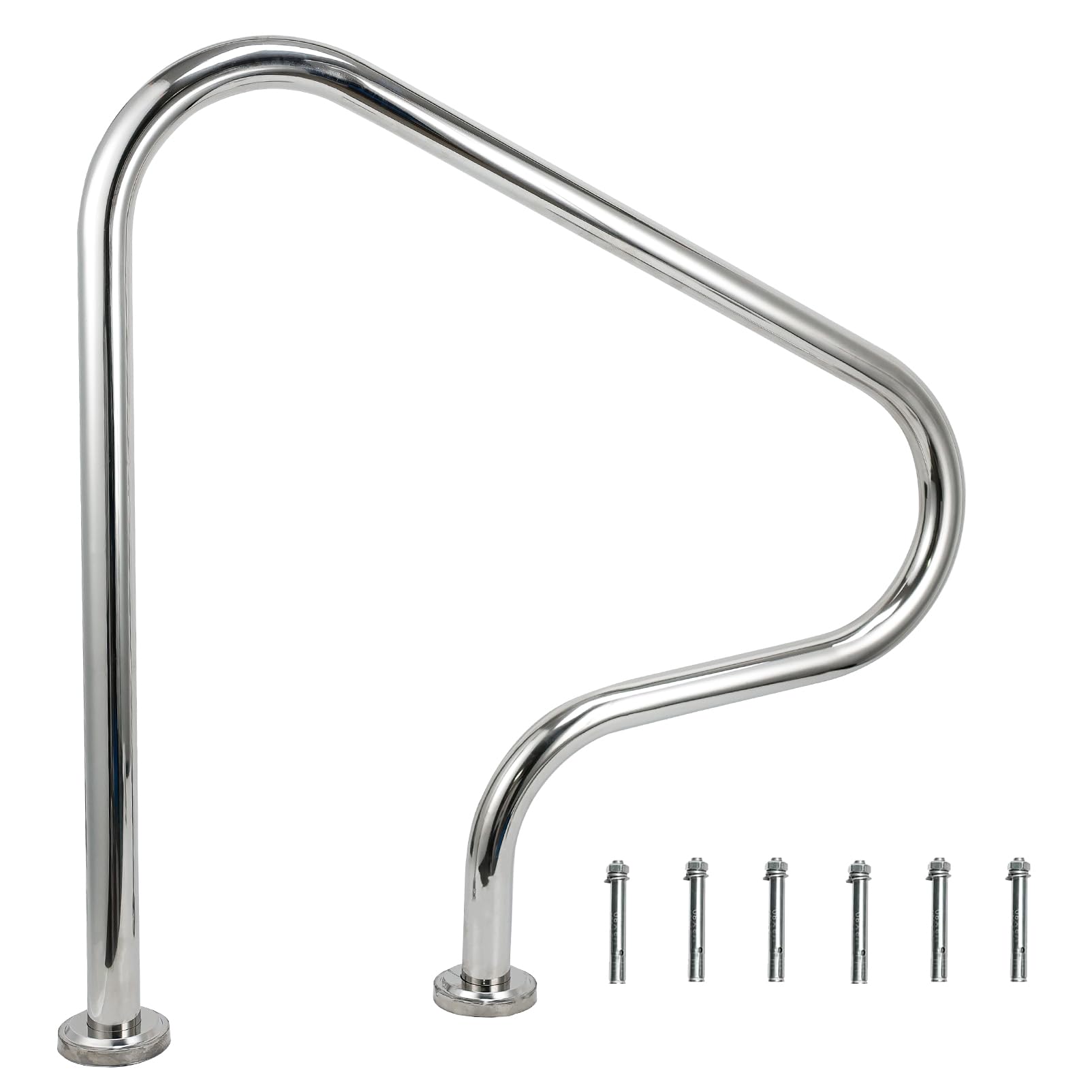 Stainless Steel Pool Handrail - Heavy Duty 304 Stainless Steel Safety Rail for In-Ground Pools | 330lbs Weight Capacity | 31.5x31.5 Inch (800x800mm) | No Pre-Embedding Required with Expansion Screws Included | Perfect for Pool Safety, Elderly Assistance & ADA Compliance