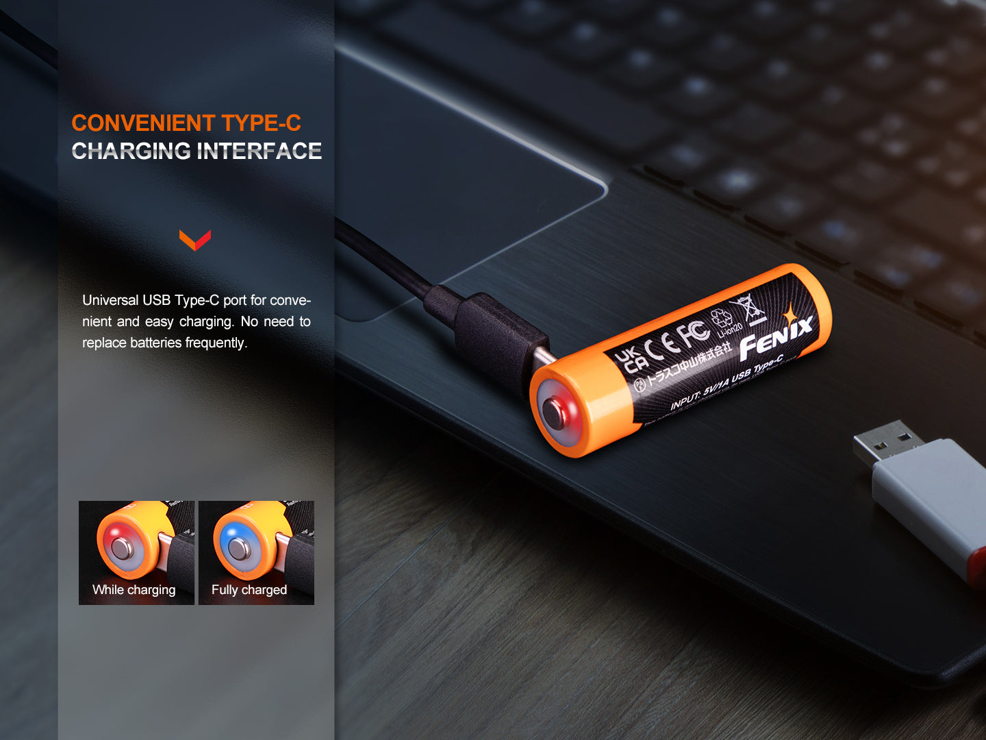 Fenix USB Rechargeable AA Lithium-ion Batteries (4-Pack) - Long Lasting Power for Flashlights, Cameras & Electronics - Perfect for Outdoor Adventures, Emergency Kits & Home Use