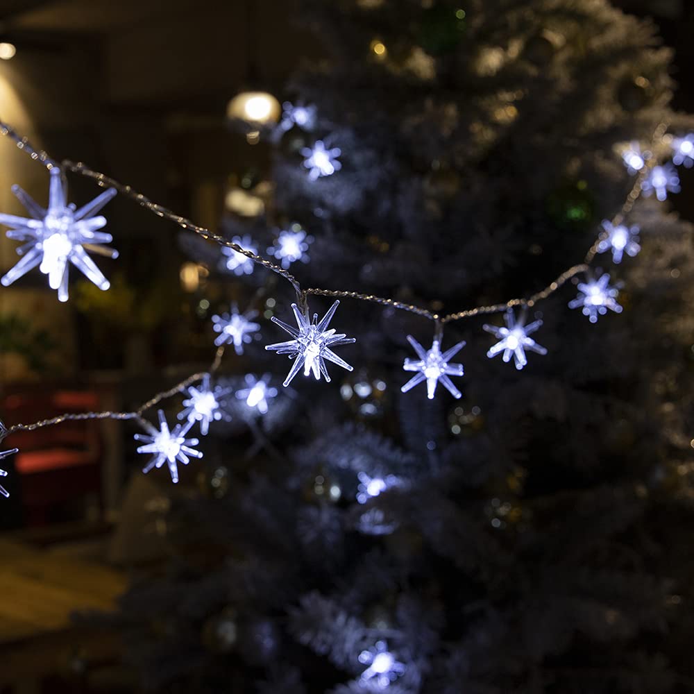 Cool White 20 LED Star String Lights - Battery Powered for Bedroom, Christmas & Wedding Decor