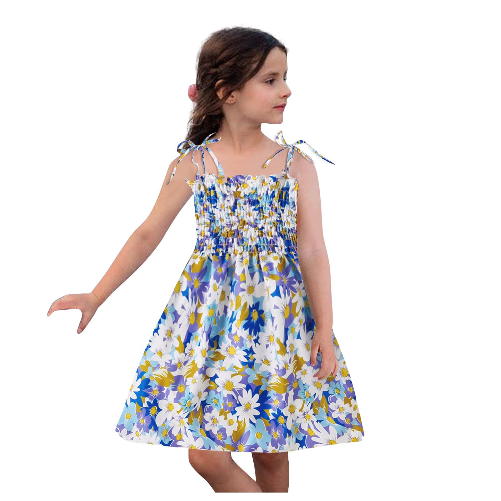 AnFeng Girls' Casual Swing Suspender Dress - Floral Printed Toddler Princess Dress & Skirt for Beach, Party, and Everyday Play