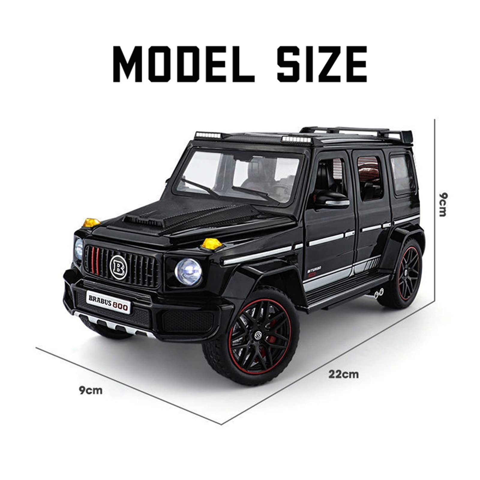 Brabus G800 1:24 Scale Alloy Diecast Model Car with Light & Sound Effects - Red SUV Toy for Boys, Kids Birthday Gift | Collectible, Play & Display
