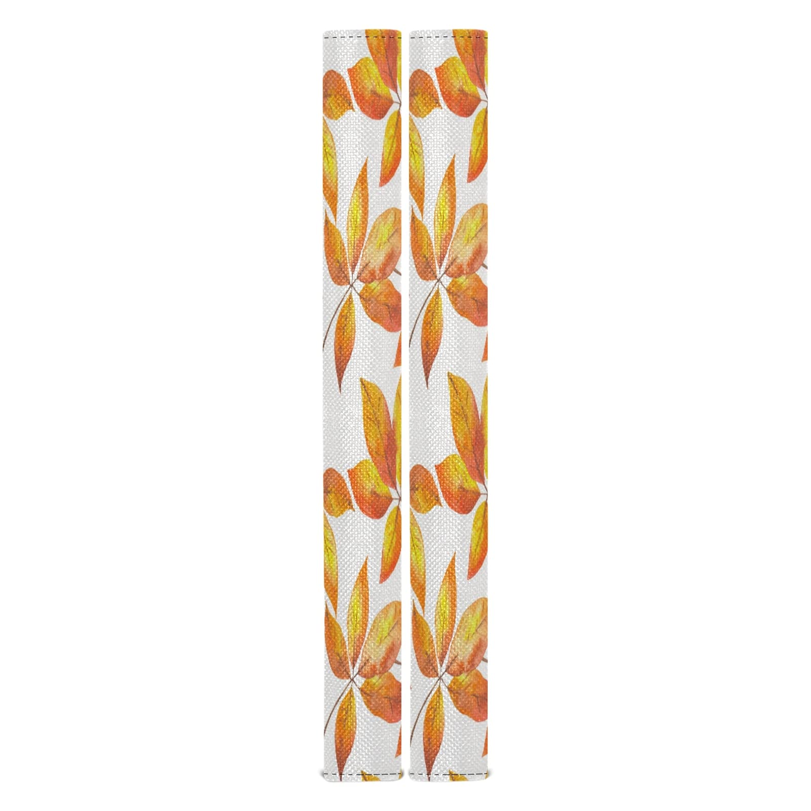 Autumn Leaves Gold Floral Refrigerator Door Handle Covers - 2pcs Fall Maple Flower Kitchen Appliance Protectors for Microwave, Dishwasher & Fridge - Soft Cloth Handles Covers for Home Decor & Safety