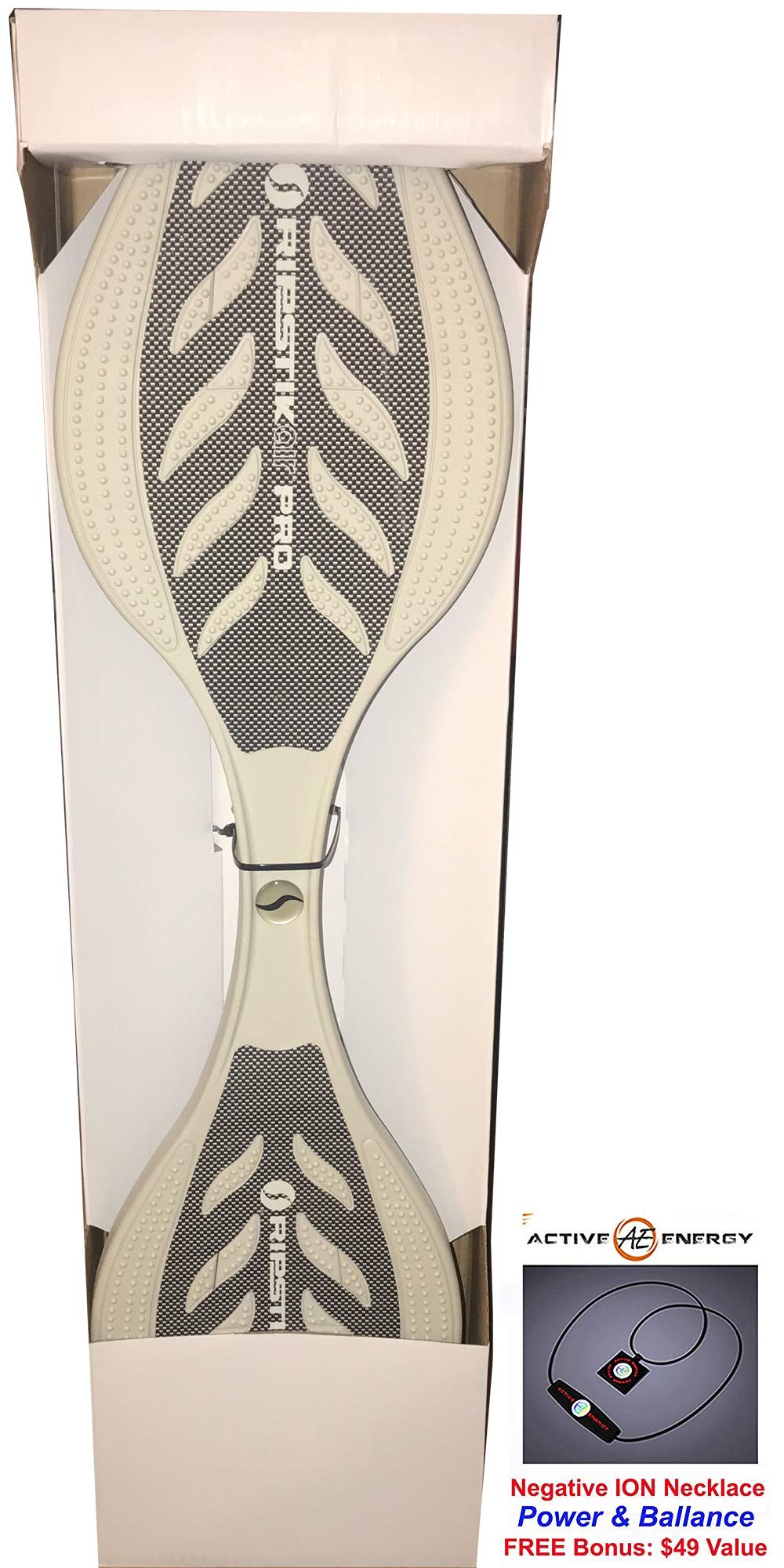 White Razor RipStik Air PRO Team Caster/Wave Board with Free Active Balance Necklace ($49 Value) - Perfect for Kids, Teens & Adults - Outdoor Fun, Skate Parks & Backyard Riding