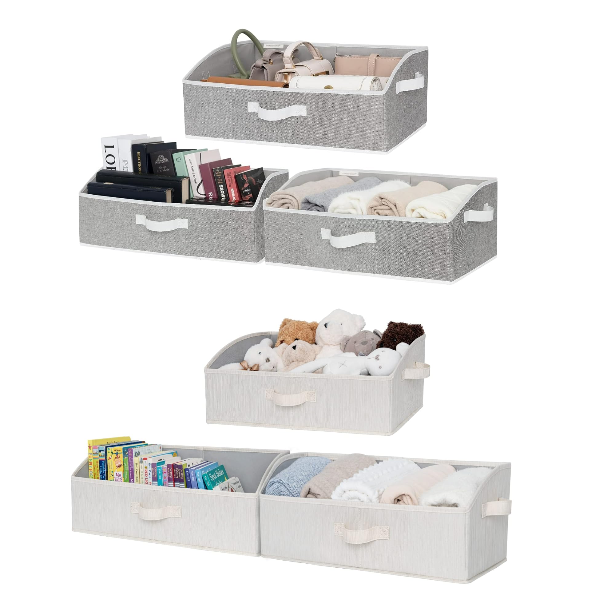 StorageWorks Closet Storage Bins Set - Large Trapezoid Organizer Baskets for Bedroom, Bathroom & Closet Organization | Space-Saving Home Storage Solution
