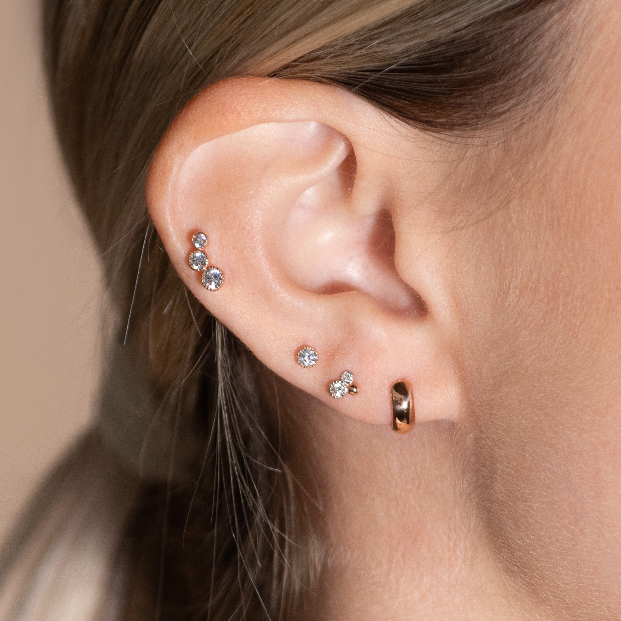 14K Rose Gold Gemstone Flat Back Stud Earrings with Milgrain Detailing - Perfect for Everyday Wear, Gifts & Special Occasions