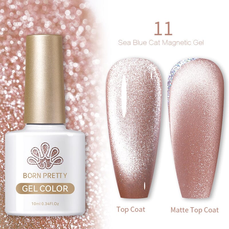 Sea Blue Cat Magnetic Gel Polish 10ml - UV LED Nail Art Kit for Salon & Home Manicure - Long Lasting Nail Polish for Professional & DIY Use
