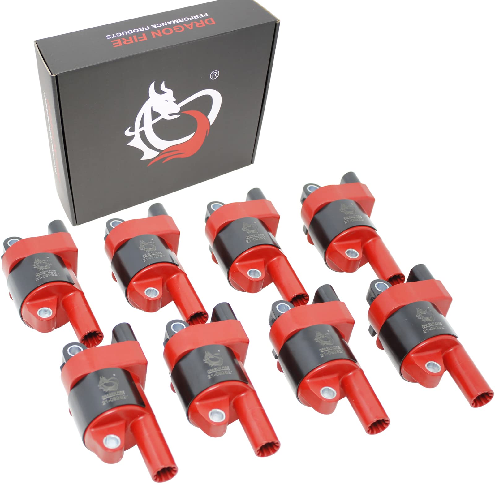 DRAGON FIRE PERFORMANCE 8pc Ignition Coil Pack Set - Compatible with Chevy Cadillac GMC Camaro Corvette Silverado Tahoe Escalade Yukon - Replaces 12573190 D514A BSC1512 UF414 OEM Fit C414-DFx8 - Perfect for Engine Tune-Up & Performance Enhancement