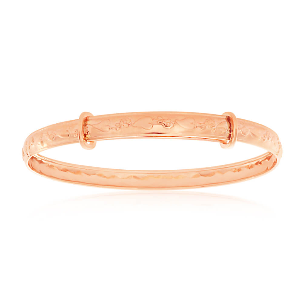 9ct Rose Gold D-Shaped Baby Bangle - Elegant Infant Jewelry for Christening, Gifts & Special Occasions
