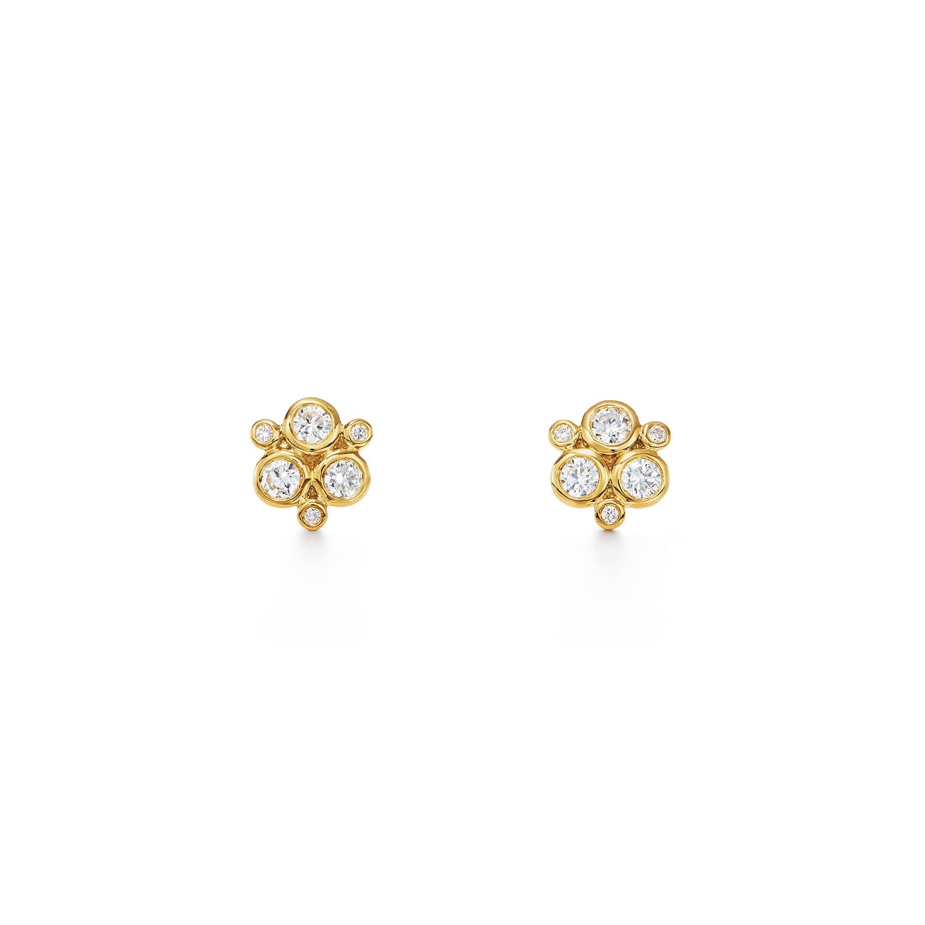 Temple St. Clair Classic Diamond Trio Stud Earrings - 14K Gold Luxury Jewelry for Women - Perfect for Weddings, Parties & Special Occasions