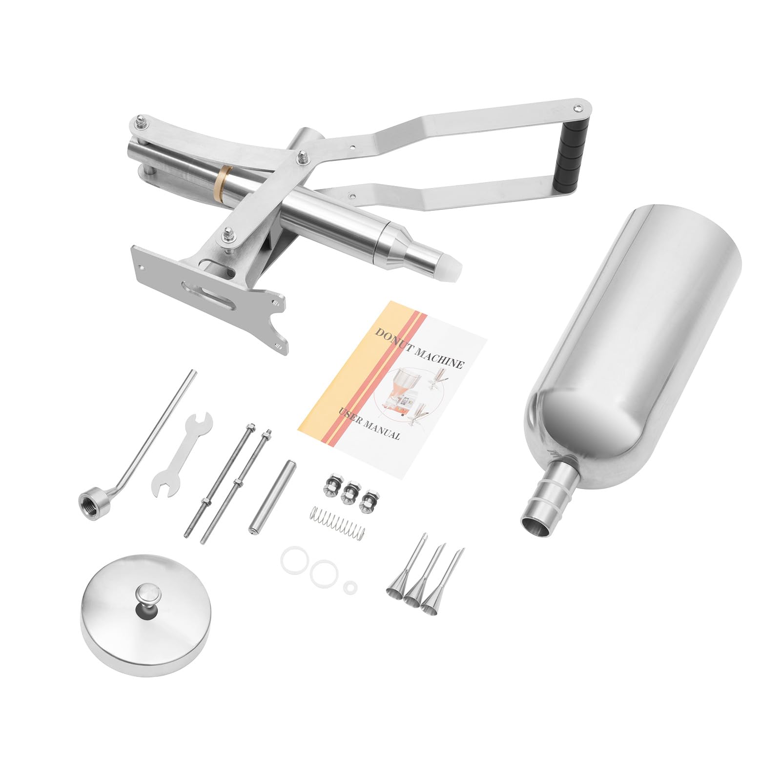 Commercial Donut Filler Machine 5L/5.28Qt - 304 Stainless Steel Manual Jelly Cream Filling Equipment with 4 Pipes - Perfect for Home Kitchens, Cafes, Bakeries & Dessert Shops - Ideal for Donuts, Churros, Eclairs & Pastry Filling