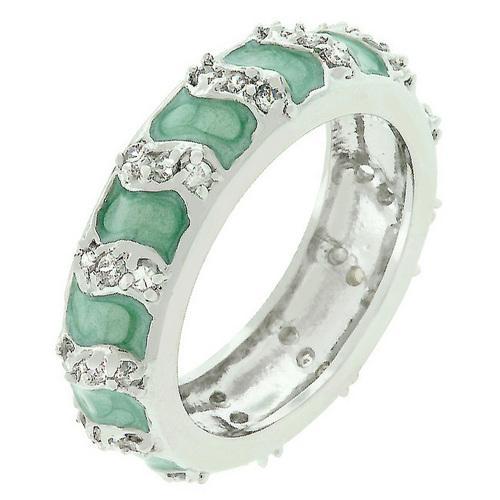 Aqua Eternity Enamel Ring - Elegant Blue Ceramic Jewelry for Women | Perfect for Weddings, Anniversaries & Everyday Wear