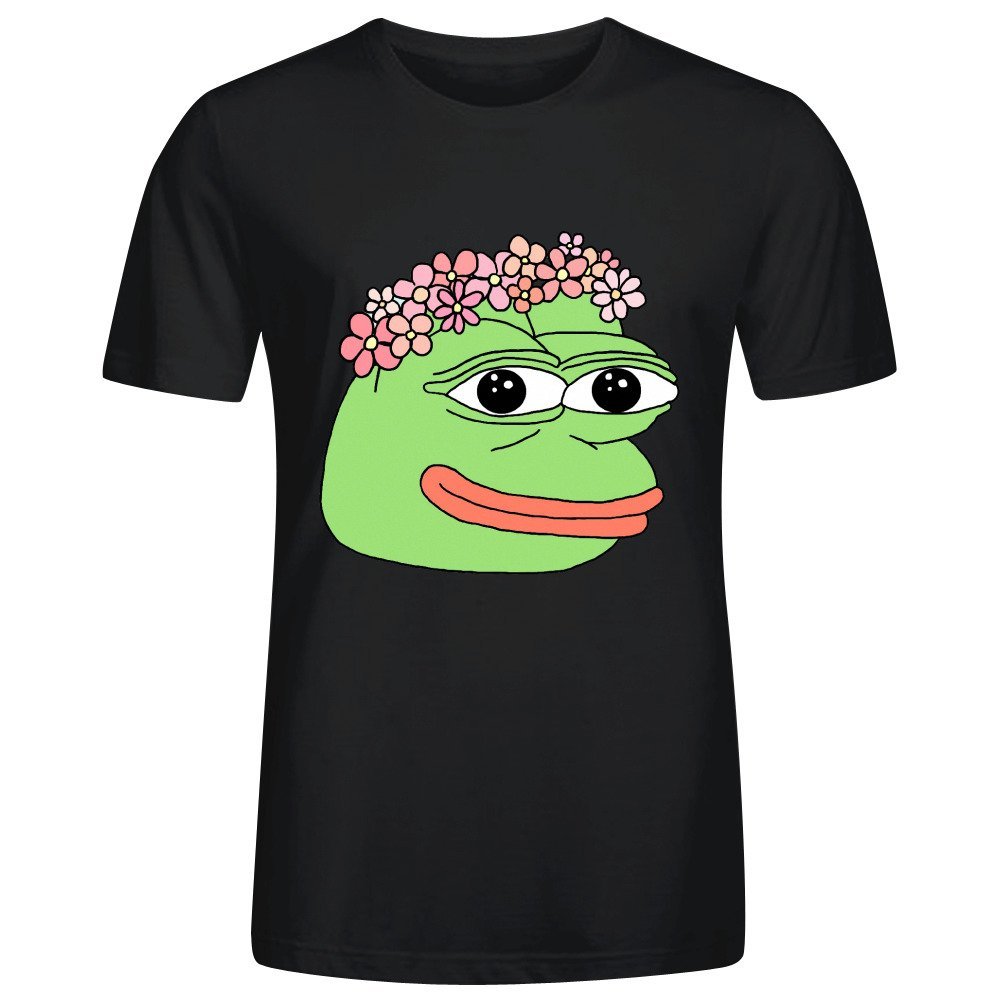 Flower Pepe Men's Graphic T-Shirt - Black Cotton Tee for Casual Wear & Street Fashion