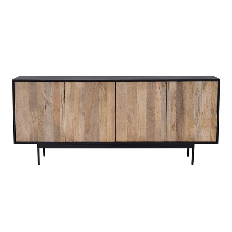 RADLEY 180 cm Solid Mango Wood Sideboard - Natural & Black Finish for Living Room, Dining Room, or Hallway Storage