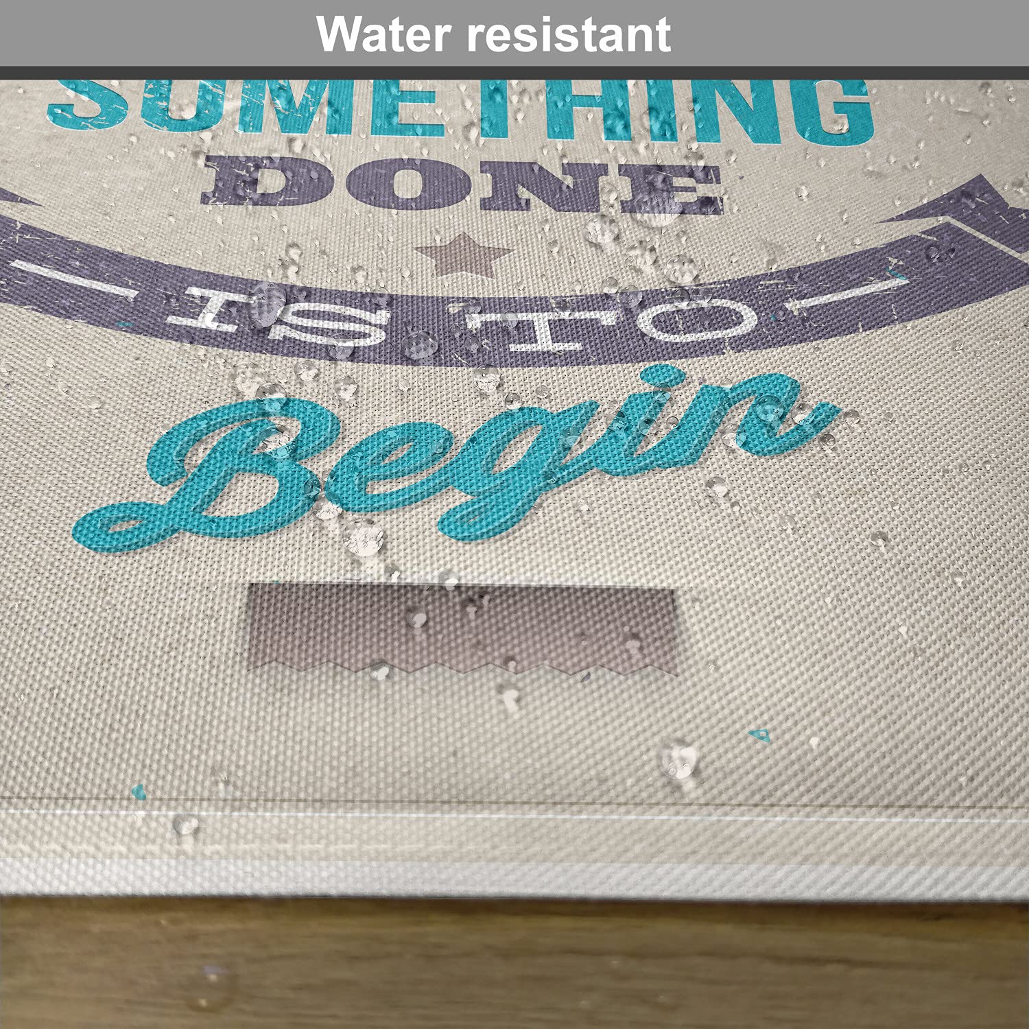 Ambesonne 4-Piece Washable Fabric Placemats Set - Retro Frame with Inspirational Leadership & Success Quotes - Standard Size Dining Table Mats in Ivory, Eggplant & Turquoise - Perfect for Home Decor, Dinner Parties & Office Meetings