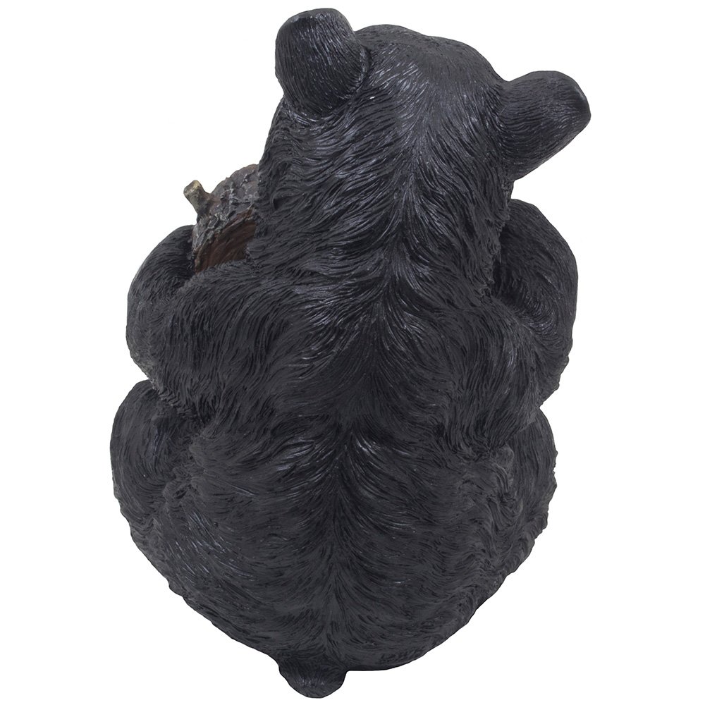 Black Bear Statue Holding Faux Wood Heart Sign - Rustic Home Decor, Christian Religious Gift for Women - Perfect for Valentine's Day, Housewarming, and Spiritual Décor
