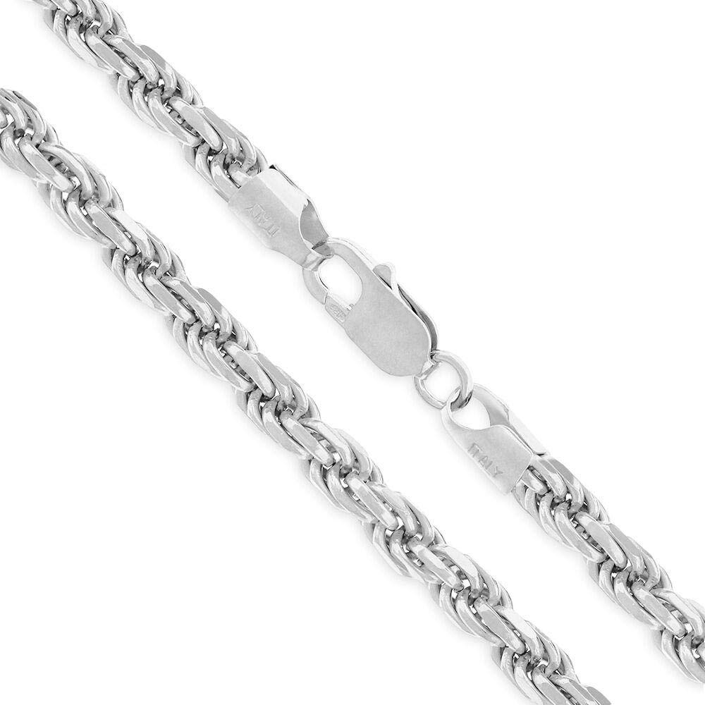 Authentic Solid 925 Sterling Silver Rope Chain Necklace for Men & Women - Diamond-Cut Italian Silver Jewelry (1.5mm-5.5mm) - Perfect for Everyday Wear, Gifts & Special Occasions