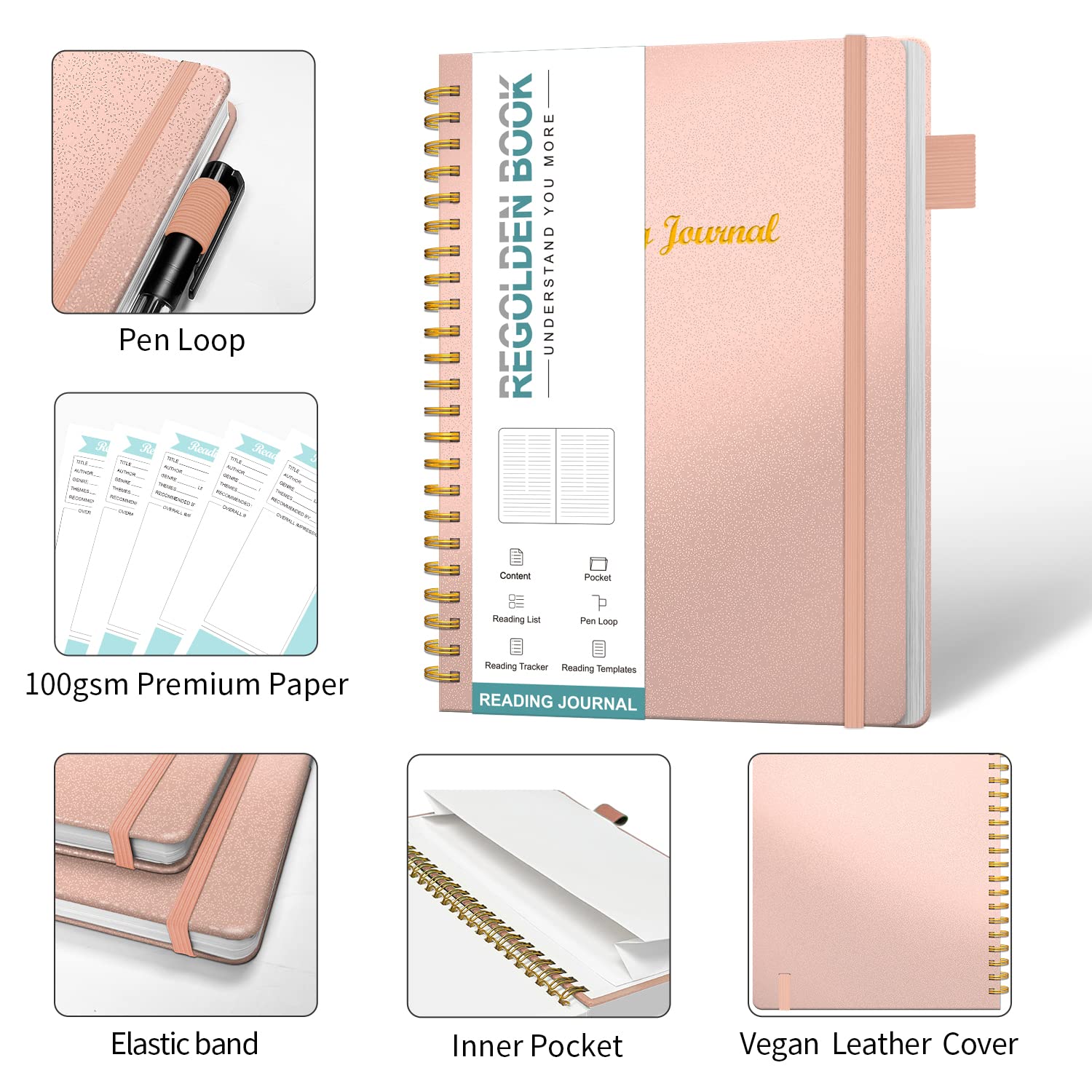 Reading Journal for Book Lovers - 80 Book Reading Log & Tracker with Review Sections | Book Club Planner & Reading Diary (8.5x5.5